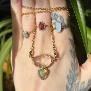 Flourite and labradorite interchangeable necklace